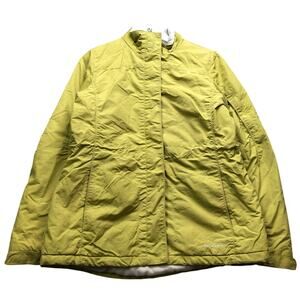 Eddie Bauer Quilted Lined Jacket Womens Small S Full Zip Pockets Green White